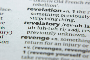 Word or phrase Revelatory in a dictionary.