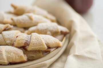Ready-made fragrant baked cookies bagels with jam for use in recipe illustrations.