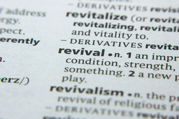 Word or phrase Revival in a dictionary.