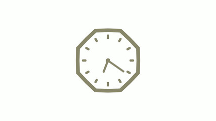 Amazing yellow gray counting down clock icon on white background, 12 hours wall clock