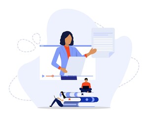 student listening webinar online