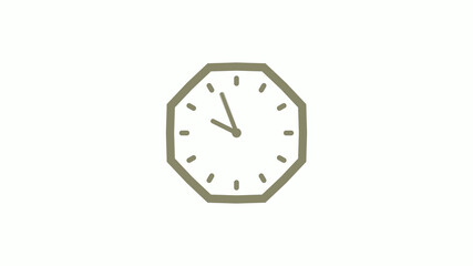 Amazing yellow gray counting down clock icon on white background, 12 hours wall clock