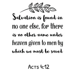 Salvation is found in no one else, for there is no other name under heaven. Bible verse quote