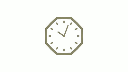 Amazing yellow gray counting down clock icon on white background, 12 hours wall clock