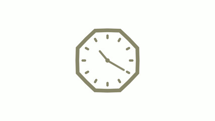 Amazing yellow gray counting down clock icon on white background, 12 hours wall clock