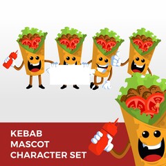 kebab mascot character set logo vector icon illustration