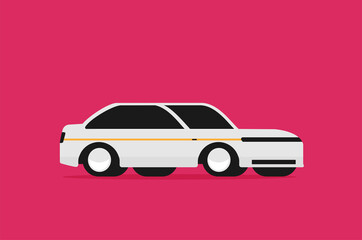 Flat vector illustration of electric car charging at the charger station.