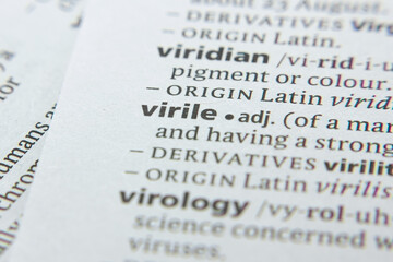 Word or phrase Virile in a dictionary.