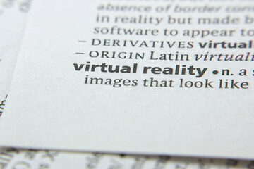 Word or phrase Virtual Reality in a dictionary.