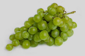 Organic Green Grapes Isolated on White Background.