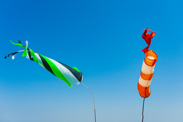 Colorful windsocks. Wind direction markers