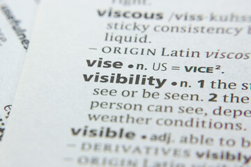 Word or phrase Visibility in a dictionary.