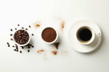 Concept of cooking coffee on white background