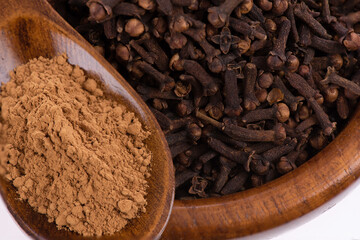 Dried clove flowers on a natural background.
