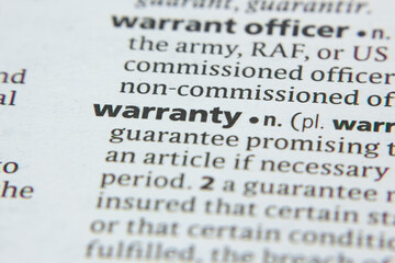 Word or phrase Warranty in a dictionary.