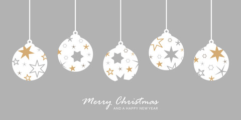 christmas card with star tree balls decoration vector illustration EPS10
