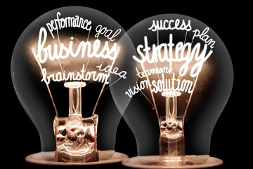 Light Bulbs with Business Strategy Concept