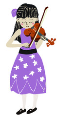 バイオリンを弾く女の子のイラスト