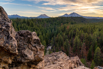 The Sun Sets Over Three Sisters Mountains In Bend Oregon