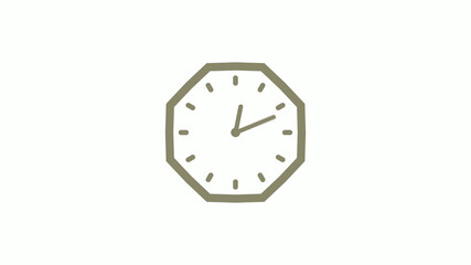 Counting down yellow gray clock icon on white background, 12 hours clock icon