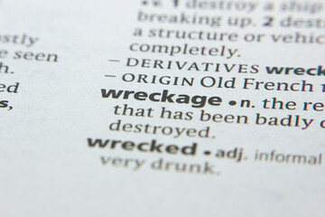 Word or phrase Wreckage in a dictionary.