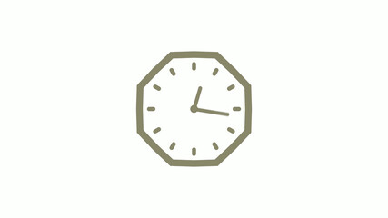 Counting down yellow gray clock icon on white background, 12 hours clock icon