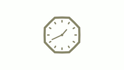 Counting down yellow gray clock icon on white background, 12 hours clock icon