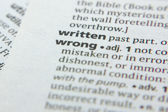 Word or phrase Wrong in a dictionary.