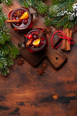 Christmas greeting card with cookies and mulled wine