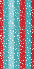 Christmas seamless pattern with snowflakes on striped background. Vector illustration for winter holidays.