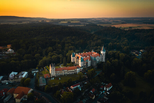 Zleby Chateau is a chateau approximately 7 km east of Caslav. It was originally a castle built by the Lichtenburg family. The first indirect mention of it comes from 1289.