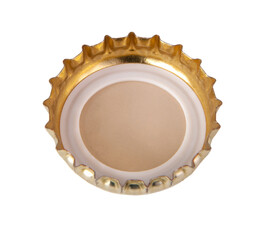 Metallic bronze beer cap isolated on the white