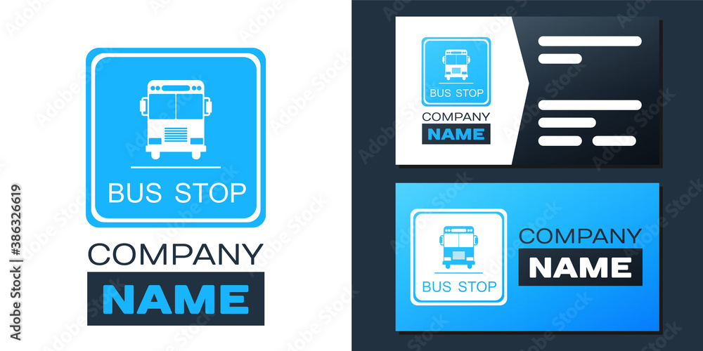 Poster logotype bus stop icon isolated on white background. logo design template element. vector.