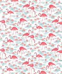 Vector background with flamingos
