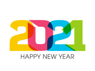 Happy new year 2021 Text Design vector.