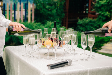 champagne glasses on a table