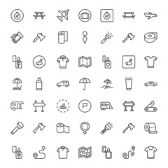 Travel set line icons