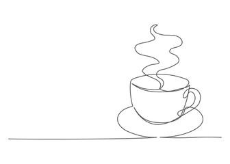 Coffee One line drawing Vector coffee cup in line style on white background