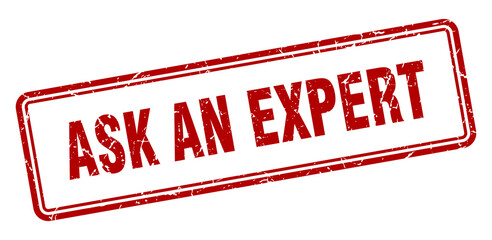 ask an expert stamp. square grunge sign on white background