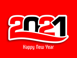 Happy new year 2021 Text Design vector.