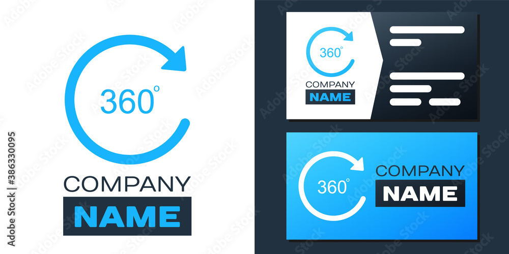 Poster logotype angle 360 degrees icon isolated on white background. rotation of 360 degrees. geometry math