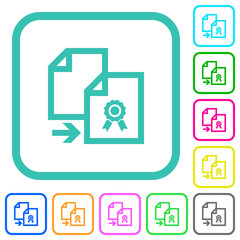 Copy certificate vivid colored flat icons