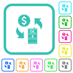 Dollar oil exchange vivid colored flat icons