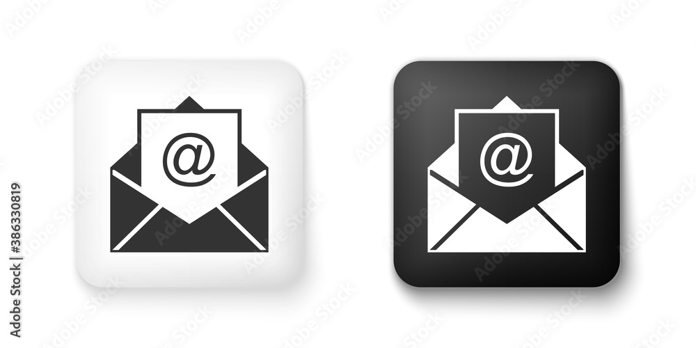 Aufkleber black and white mail and e-mail icon isolated on white background. envelope symbol e-mail. email mes