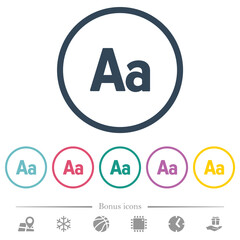 Font size flat color icons in round outlines