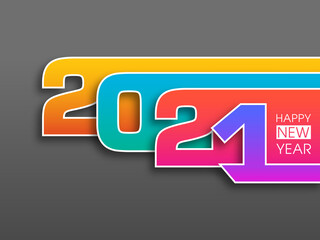 Happy new year 2021 Text Design vector.