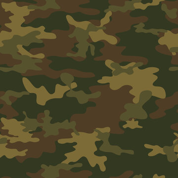 
Military texture camo seamless pattern for printing clothing, fabric. Forest khaki background.