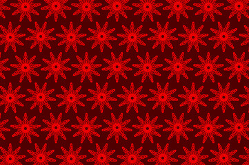 Naklejka na ściany i meble Abstract vector pattern - red - snowflake, flower, star, sun