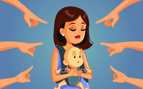 Mom Shaming Concept Vector Cartoon Illustration