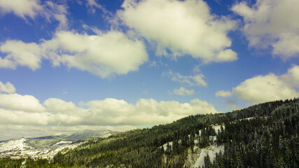 Carpathian mountains winter Snow aerial photography.